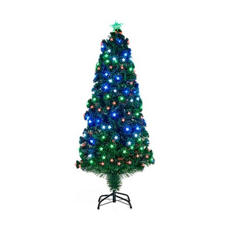 Árbol de Navidad con Estrella Luces Metal Verde Plástico (35 x 35 x 90 cm)