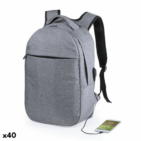 Mochila para Portátil y Tablet con Salida USB 146215 Gris (40 unidades)