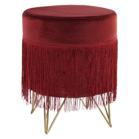 Repose-pied DKD Home Decor Bordeaux Polyester Pin Glam (30 x 30 x 37 cm)