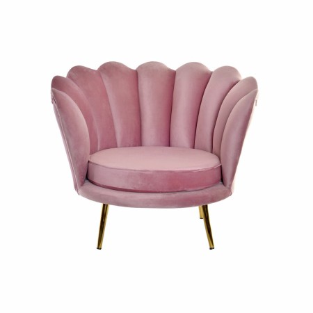 Fauteuil DKD Home Decor Rose Doré Métal Polyester (76 x 72 x 79 cm)