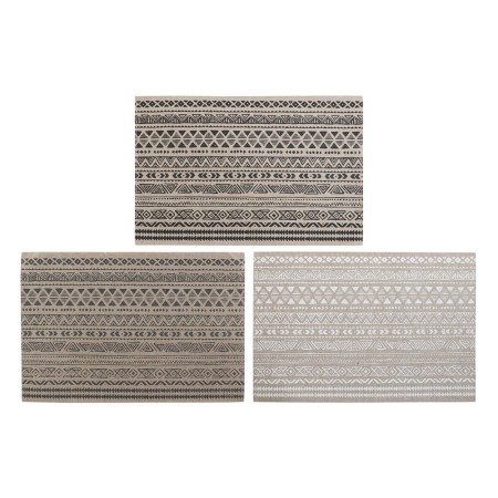 Dessous de plat DKD Home Decor Individuel Blanc Noir Gris Polyester Lin (3 pcs) (45 x 30 x 0.5 cm)