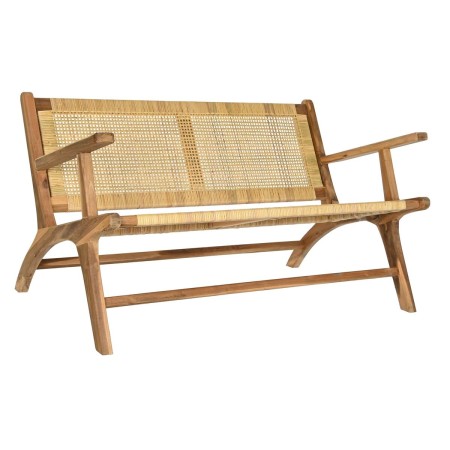 Banco DKD Home Decor Natural Teca Marrón Aluminio Ratán (120 x 76 x 68 cm)