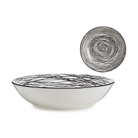 Assiette creuse Rayures Porcelaine Noir Blanc (20 x 4,7 x 20 cm)