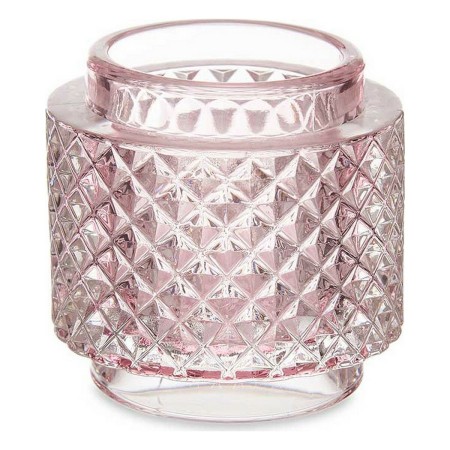 Bougeoir Rose verre (9 x 8,8 x 9 cm)