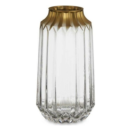 Vase Doré Transparent verre (13 x 23,5 x 13 cm)