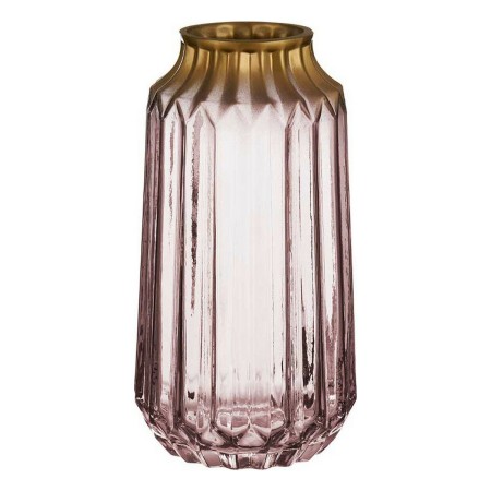Vase Doré Rose verre (13 x 23,5 x 13 cm)