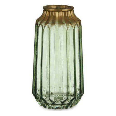 Vase Doré Vert verre (13 x 23,5 x 13 cm)