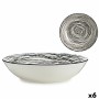 Plato Hondo Rayas Porcelana Negro Blanco 6 Unidades (20 x 4,7 x 20 cm)