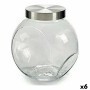 Boîte 1,5 L Argenté Transparent Acier verre (11,3 x 16 x 15,8 cm) (6 Unités)