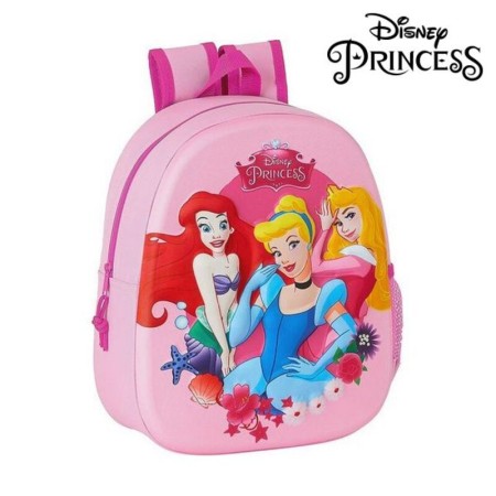 Mochila Infantil 3D Princesses Disney Rosa