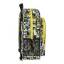 Mochila Escolar Minions Negro Blanco Amarillo (33 x 42 x 14 cm)