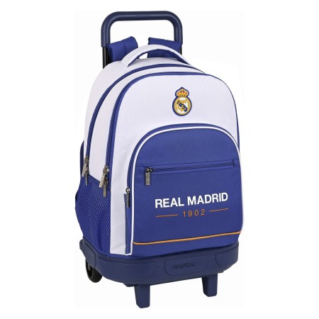 Mochila Escolar con Ruedas Real Madrid C.F. Azul Blanco
