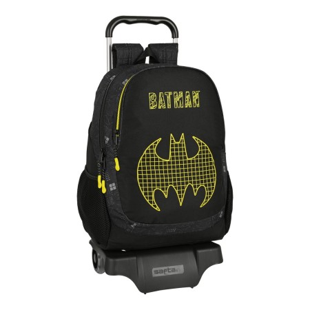 Mochila Escolar con Ruedas Batman Comix Negro Amarillo (32 x 44 x 16 cm)