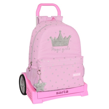 Cartable à roulettes Moos Magic girls Rose (30 x 46 x 14 cm)