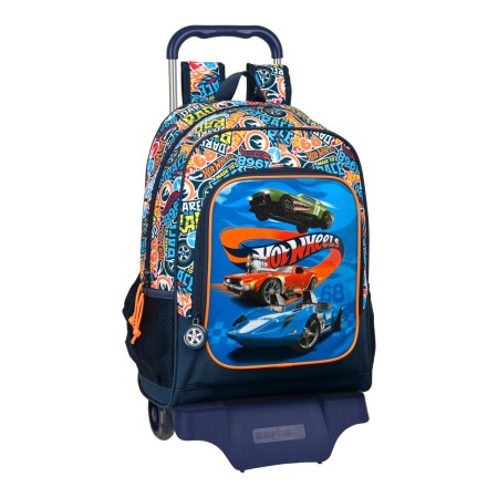 Mochila Escolar con Ruedas Hot Wheels Challenge Azul marino (32 x 42 x 14 cm)