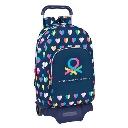 Cartable à roulettes Benetton Corazones Blue marine (30 x 46 x 14 cm)