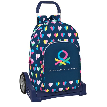Cartable à roulettes Benetton Corazones Blue marine (30 x 46 x 14 cm)
