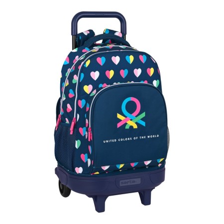 Cartable à roulettes Benetton Corazones Multicouleur Blue marine (33 x 45 x 22 cm)