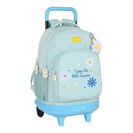 Mochila Escolar con Ruedas BlackFit8 Daisies Azul claro (33 x 45 x 22 cm)