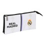 Trousse Fourre-Tout Triple Real Madrid C.F. Noir Blanc (22 x 12 x 3 cm)