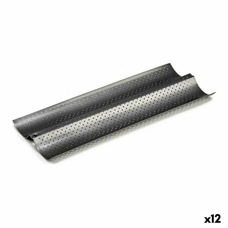 Plateau Pain Métal Gris foncé Acier au carbone (16 x 2,5 x 38 cm) (12 Unités)