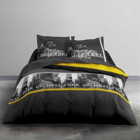 Juego de Sábanas TODAY Negro New York Amarillo (220 x 240 cm)
