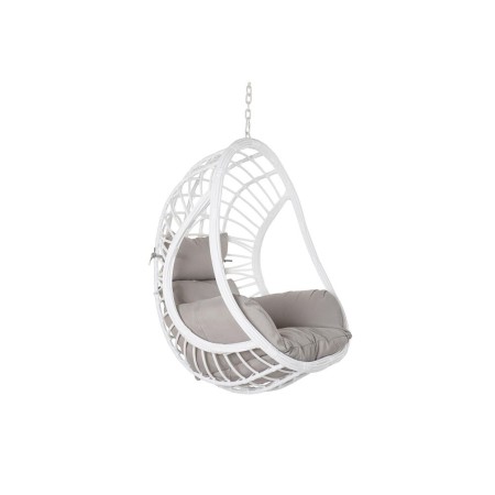 Sillón de jardín DKD Home Decor Gris Metal Poliéster ratán sintético Blanco (90 x 70 x 110 cm) (90 x 65 x 110 cm)
