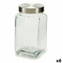 Boîte 1 L Argenté Transparent verre (10,5 x 18 x 10,5 cm) (6 Unités)