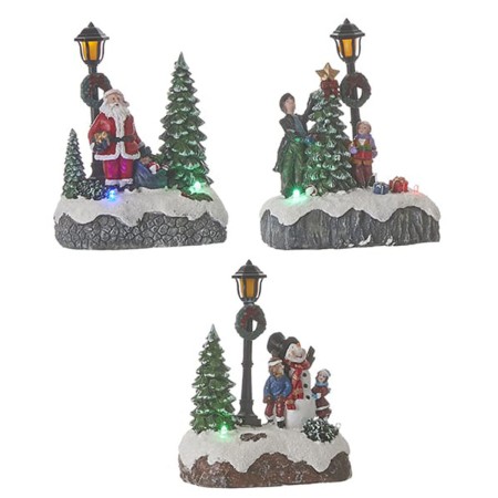 Adorno Navideño Luville Escena Farolas (9,5 x 5,5 x 12,5 cm)