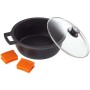 Casserole avec Couvercle en Verre BRA A270328 5,7 L (Ø 28 cm) Noir Métal Aluminio