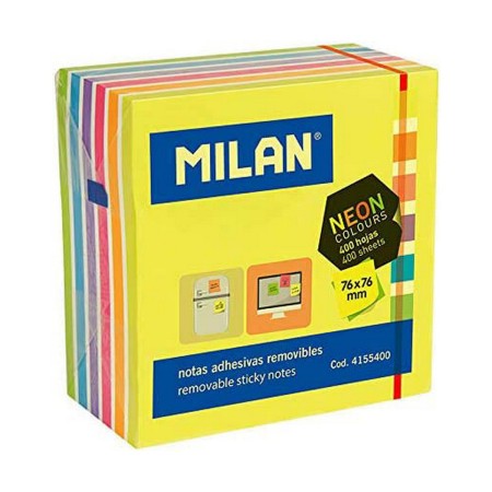 Bloc de Notas Milan Neon Autoadhesivo Amarillo (7,6 x 7,6 cm)