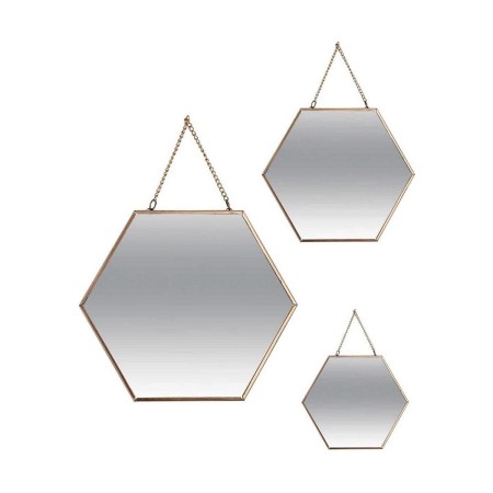 Ensemble de miroirs Atmosphera Hexagonal Doré Métal (3 Pièces)