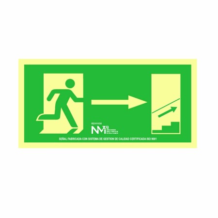 Cartel Normaluz Evacuación escalera arriba derecha PVC (32 x 16 cm)