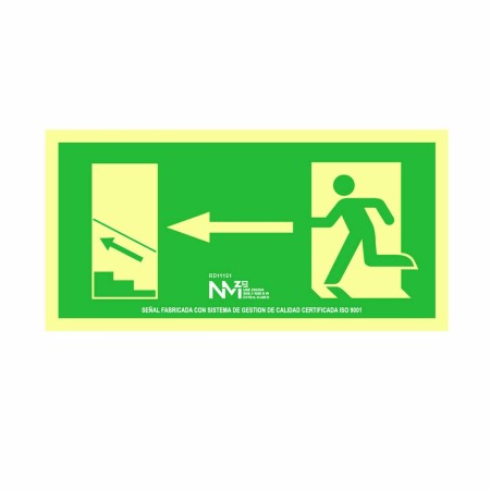 Cartel Normaluz Evacuación escalera arriba izquierda PVC (32 x 16 cm)