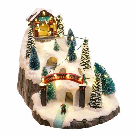 Décorations de Noël Lumineo Holiday Adventures Lumière LED Scène Vert tendre Ski (23 x 34 x 26 cm)