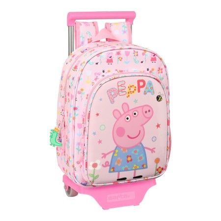 Mochila Escolar con Ruedas Peppa Pig Having Fun Rosa (26 x 34 x 11 cm)