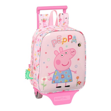 Mochila Escolar con Ruedas Peppa Pig Having fun Rosa (22 x 28 x 10 cm)
