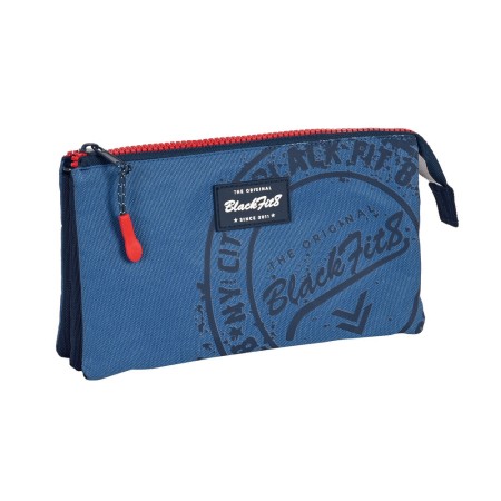 Estuche Escolar BlackFit8 Stamp Azul (22 x 12 x 3 cm)