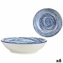 Assiette creuse Rayures Porcelaine Bleu Blanc 6 Unités (20 x 4,7 x 20 cm)