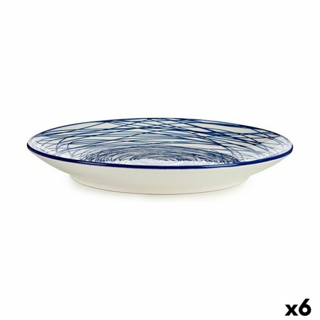 Plato de Postre Ø 20 cm Porcelana Azul Blanco 6 Unidades