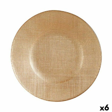 Assiette plate Doré verre 6 Unités (21 x 2 x 21 cm)