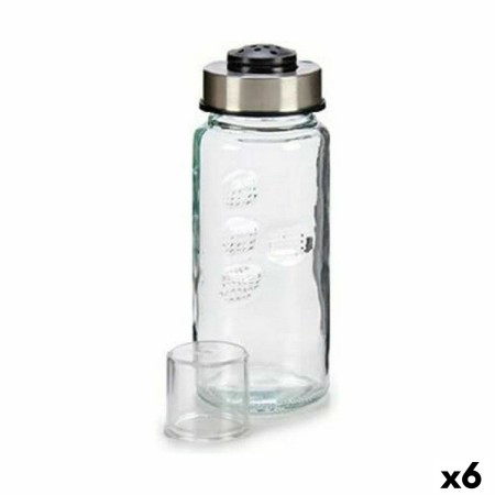 Salero Plateado Transparente Acero Vidrio (230 ml) (6 Unidades)