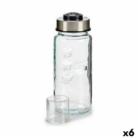 Salière Argenté Transparent Acier verre (230 ml) (6 Unités)