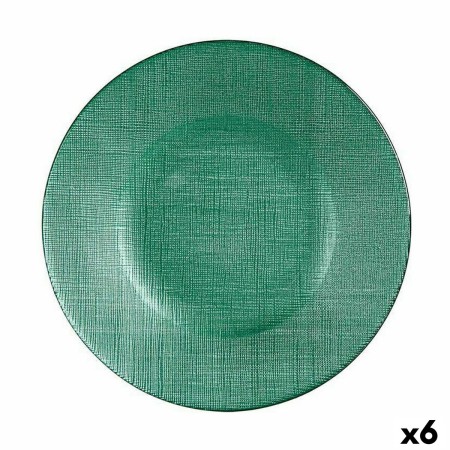 Assiette plate Vert verre 6 Unités (21 x 2 x 21 cm)