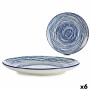 Assiette plate Rayures Porcelaine Bleu Blanc 6 Unités (24 x 2,8 x 24 cm)