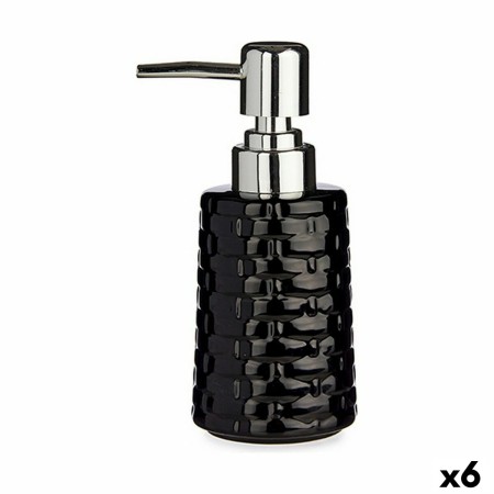 Dispensador de Jabón Con relieve Cerámica Plateado Negro Metal 6 Unidades (150 ml)