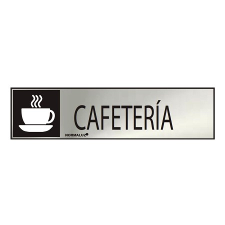 Cartel Normaluz Cafetería Acero Inoxidable (5 x 20 cm)