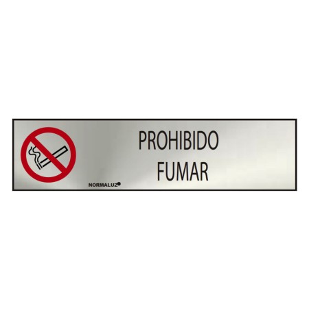 Cartel Normaluz Prohibido fumar Acero Inoxidable (5 x 20 cm)