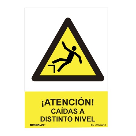 Cartel Normaluz Atención caídas a distinto nivel PVC (30 x 40 cm)