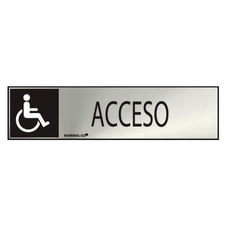 Cartel Normaluz Acceso Acero Inoxidable (5 x 20 cm)